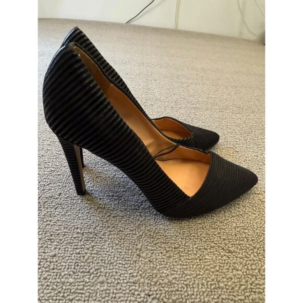 EXPRESS Women's Size 8 Black Ribbed Pointed Toe D'Orsay Stiletto Heels - Picture 6 of 12